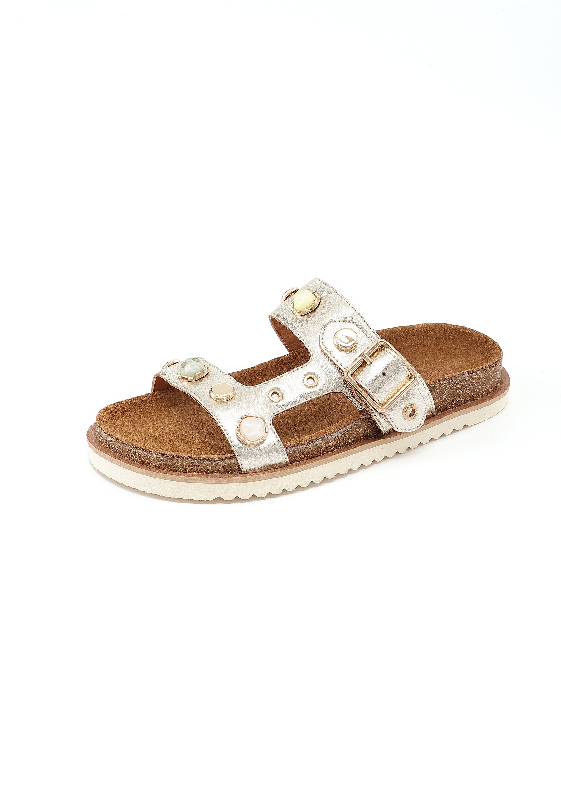 CALLIOPE - Sandales à 2 Brides en cuir Doré/Platine