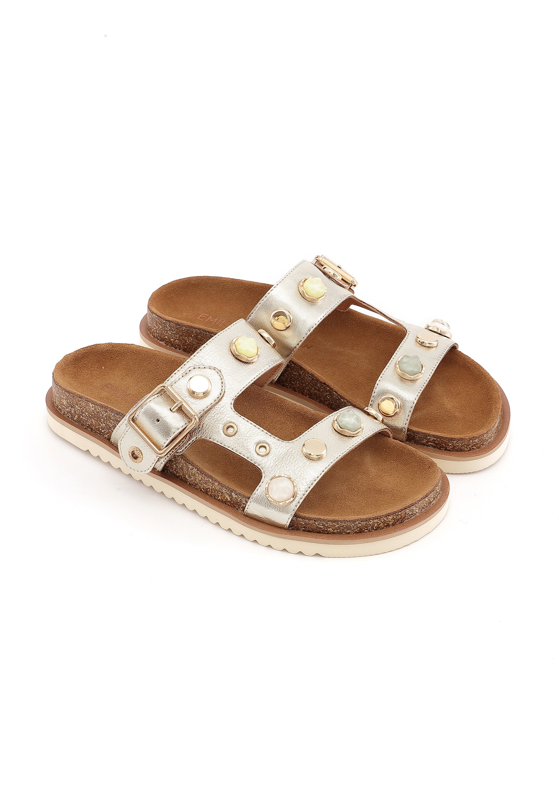 CALLIOPE - Sandales à 2 Brides en cuir Doré/Platine