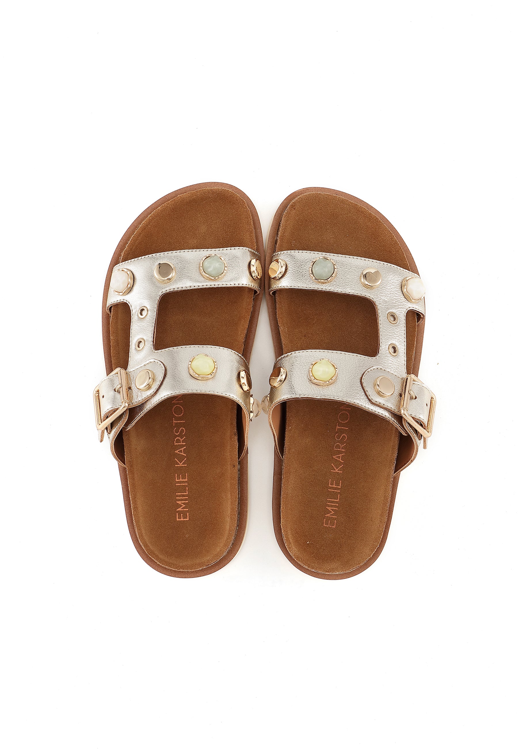 CALLIOPE - Sandales à 2 Brides en cuir Doré/Platine