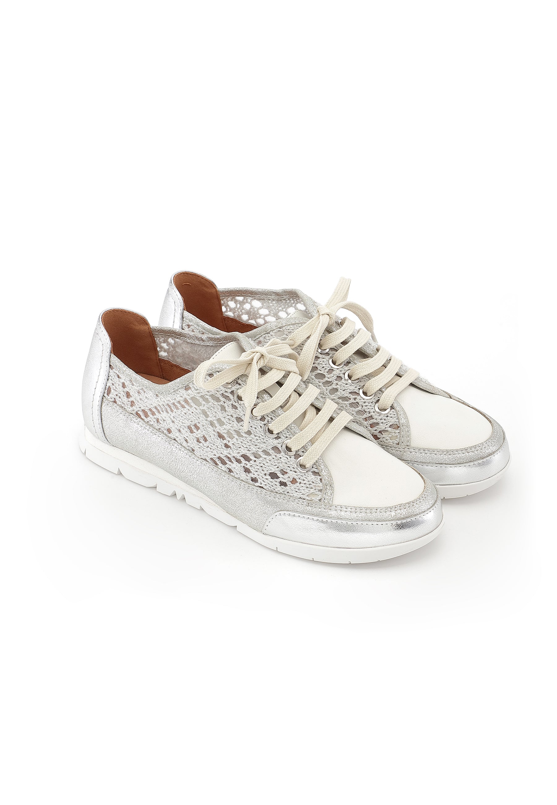CAMINO - Baskets Dentelle Chic & Confort Argent