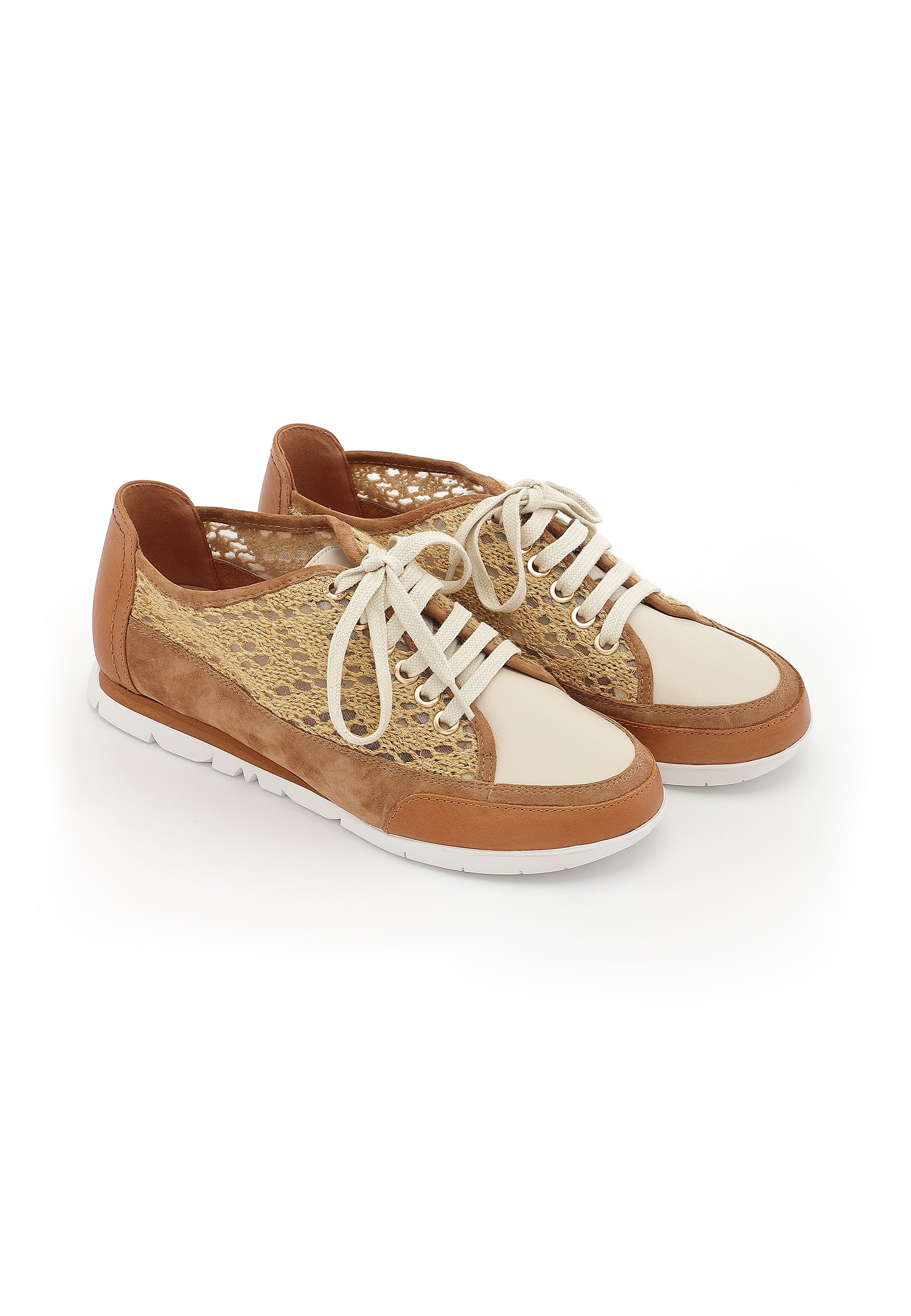 CAMINO - Baskets Dentelle Chic & Confort Camel