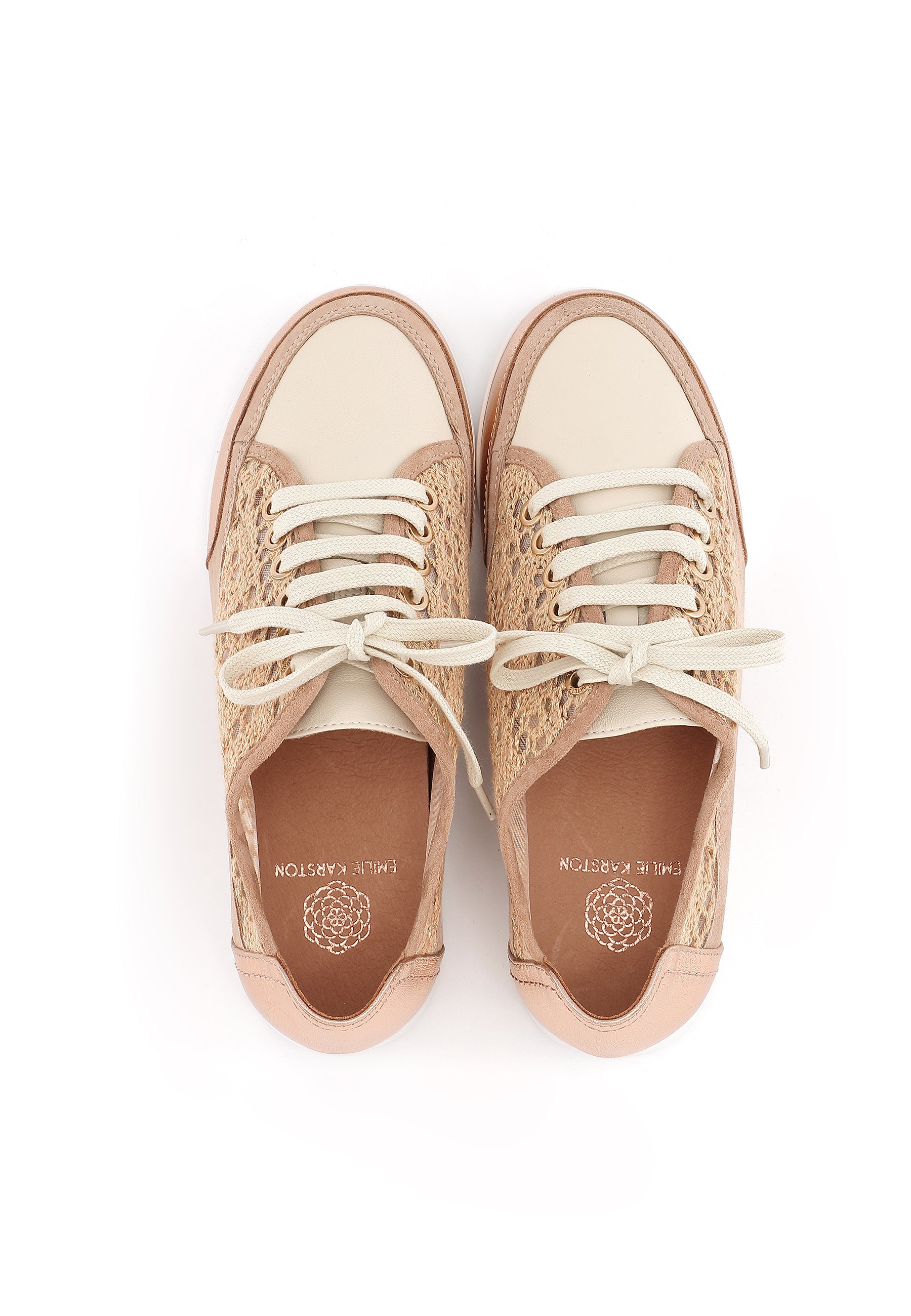 CAMINO - Baskets Dentelle Chic & Confort Nude/Doré