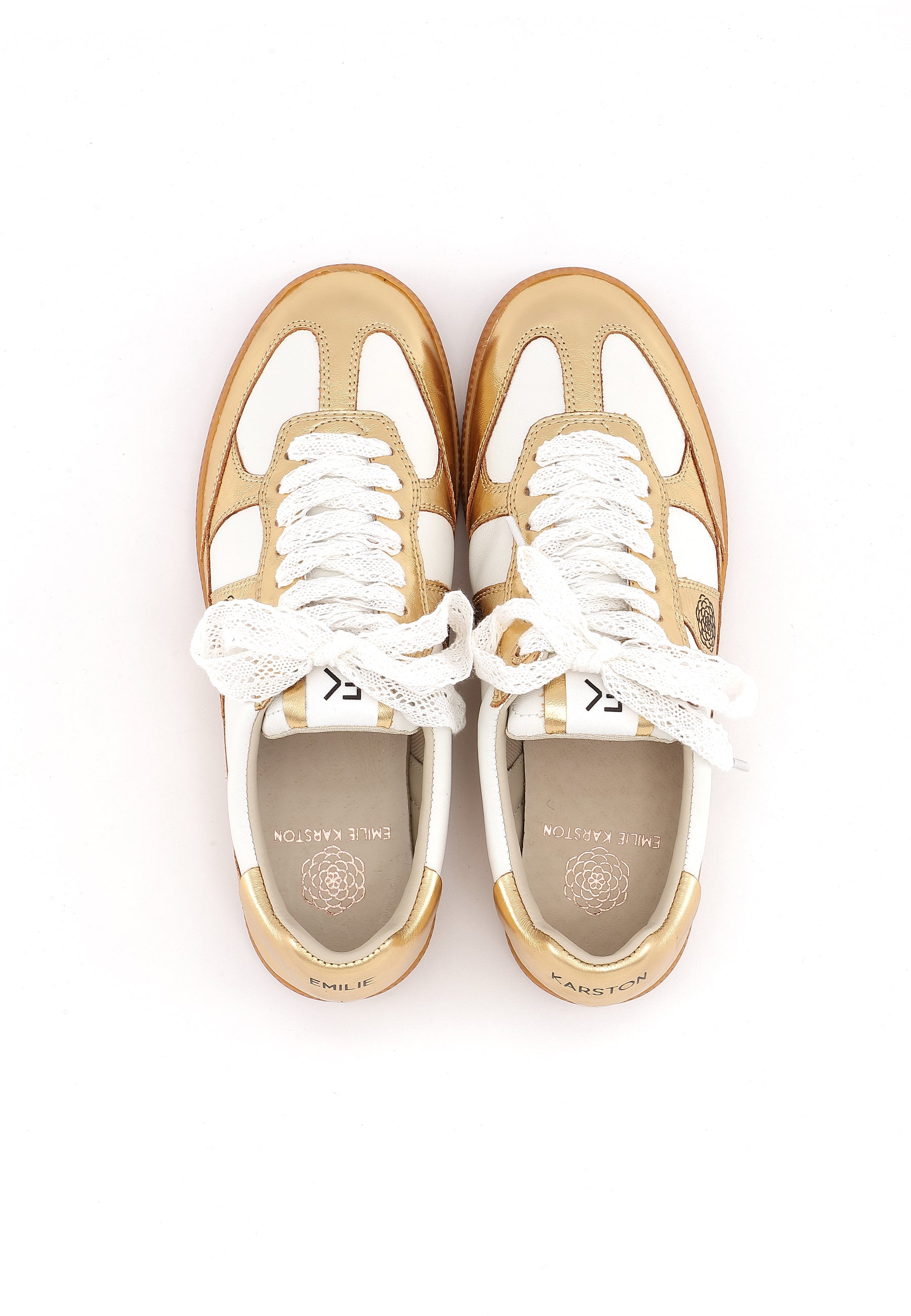 CHERRY - Baskets en cuir Doré/Platine