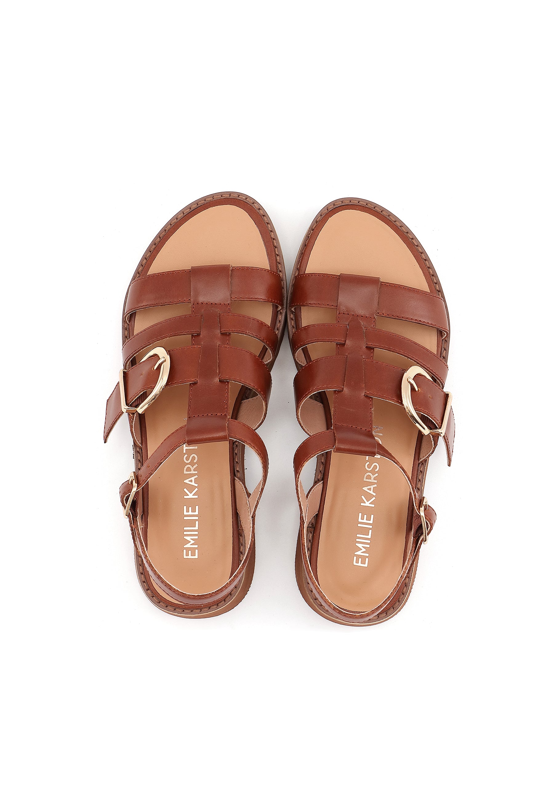 CLAUDIA - Sandale à Plateforme en cuir Marron/Cognac