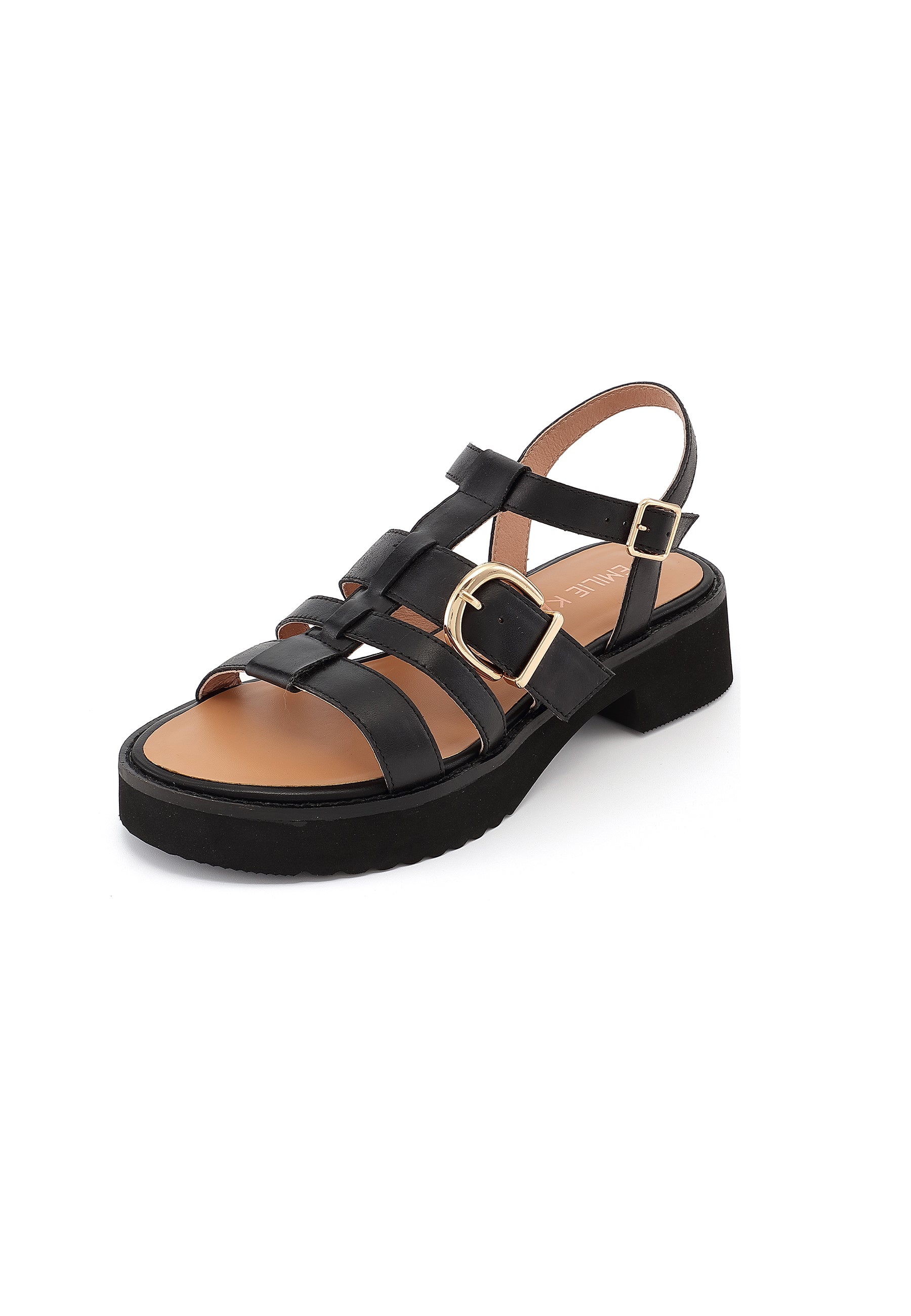 CLAUDIA - Sandale à Plateforme en cuir Noir