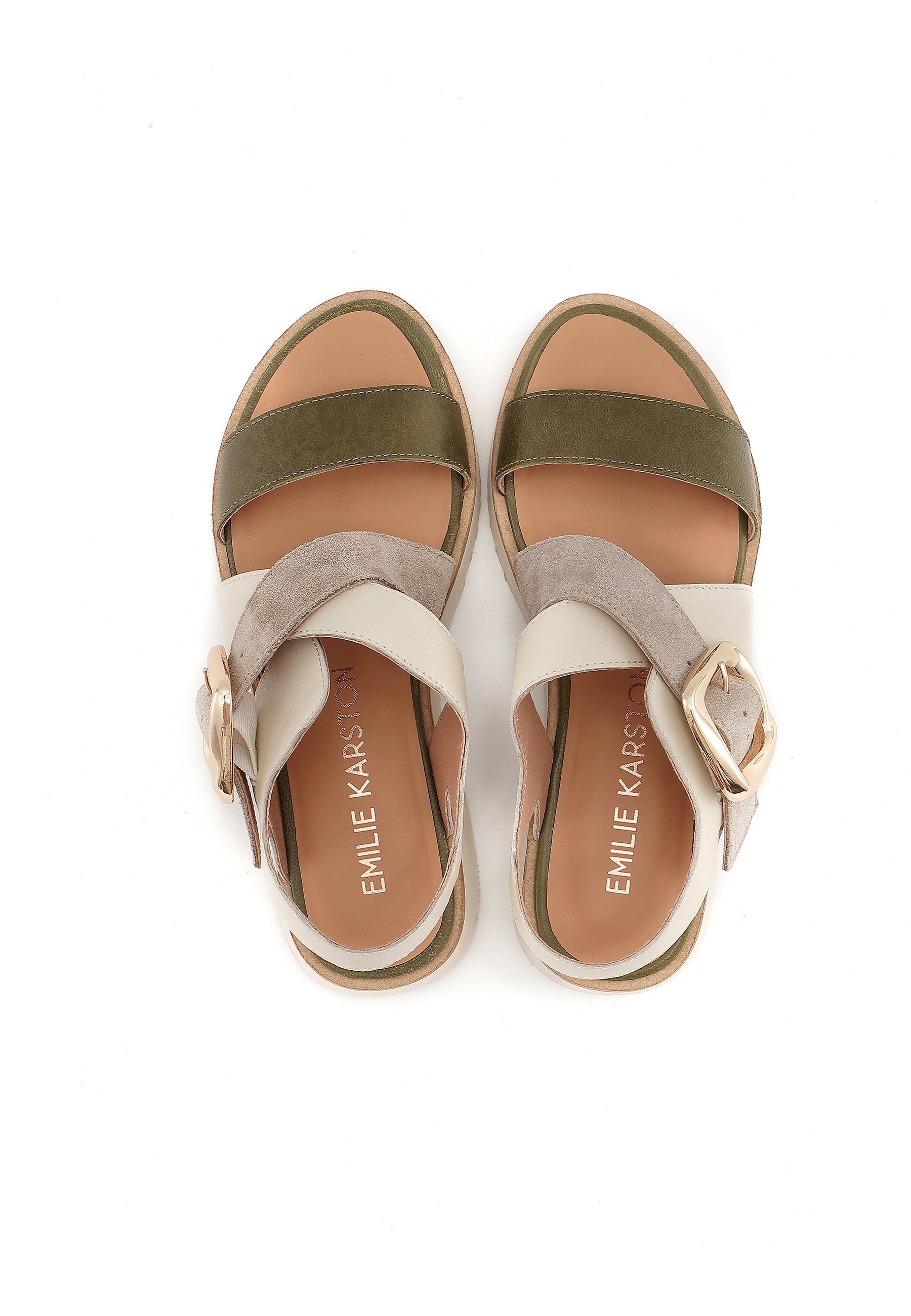 DANAE - Sandales à Plateforme en Cuir Kaki