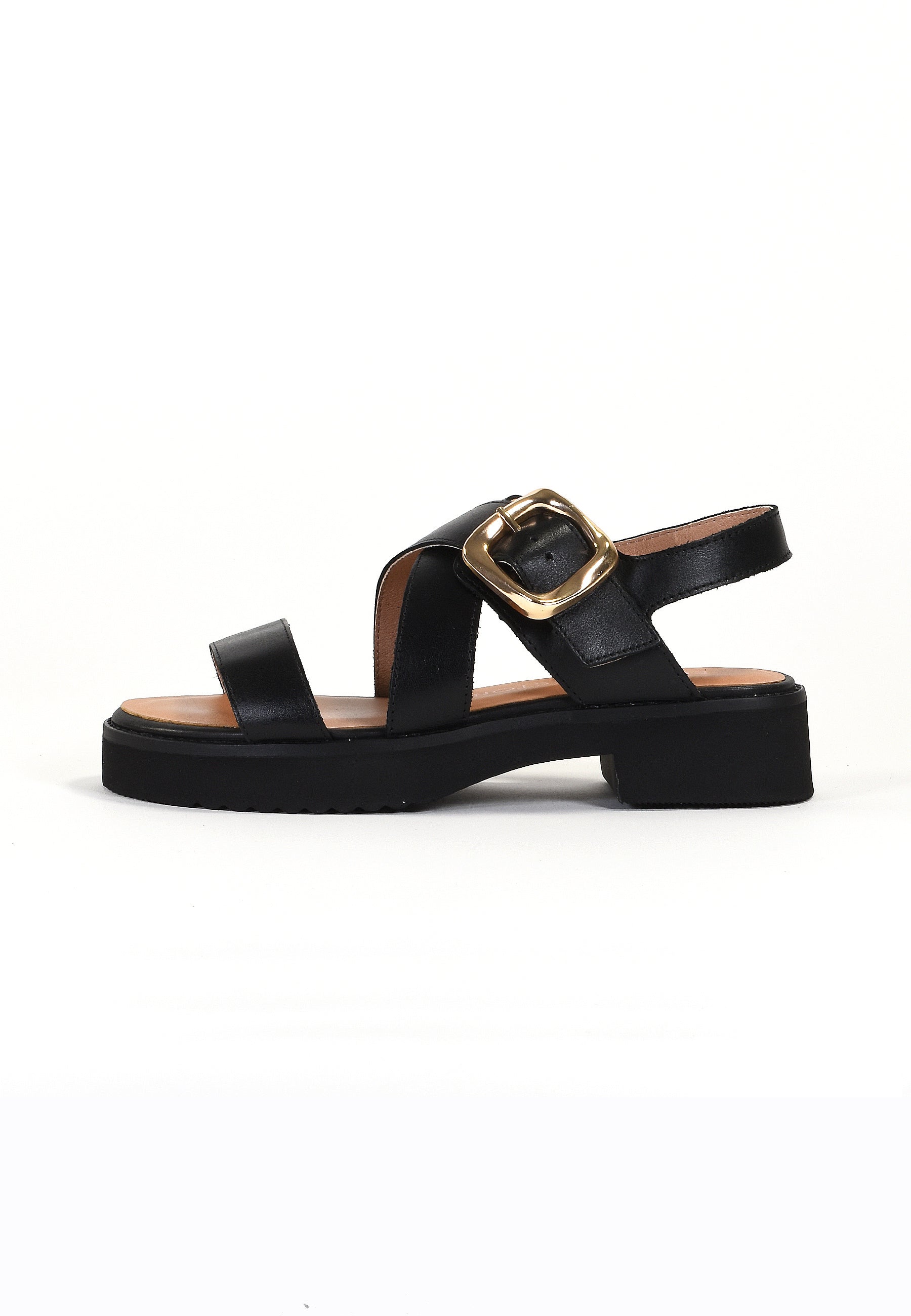DANAE - Sandales à Plateforme en Cuir Noir