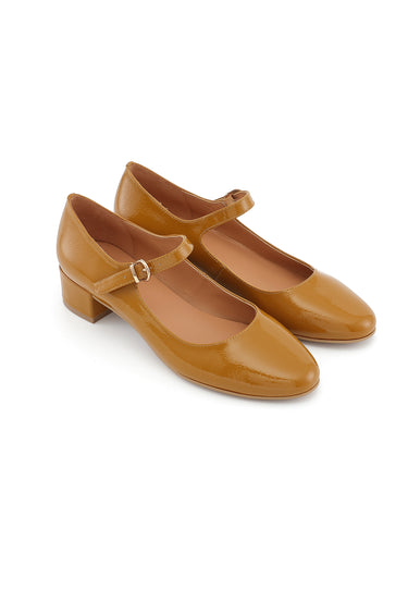 DORIE - Escarpins en Cuir Marron/Caramel