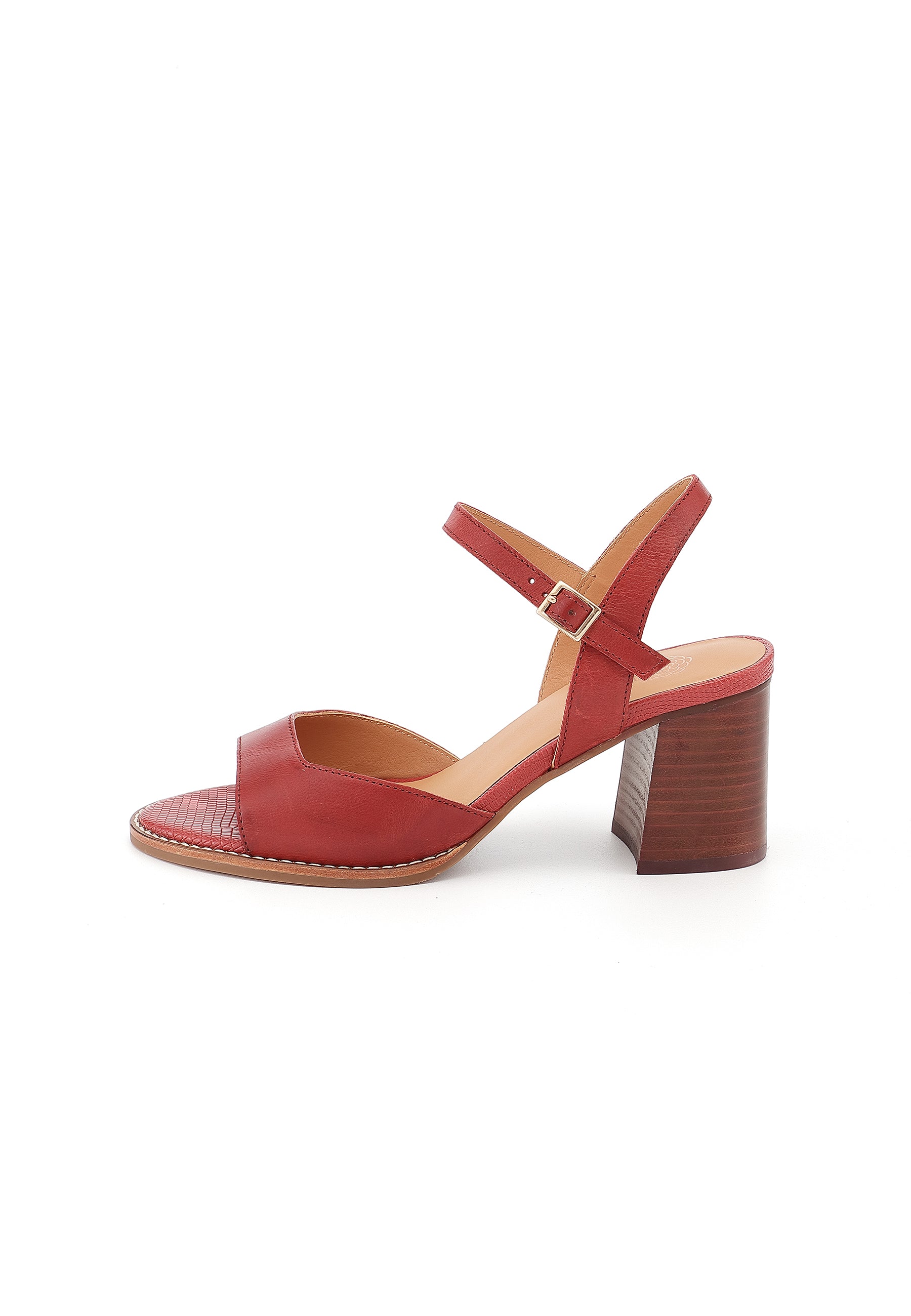 ESLA - Sandales en cuir à talons Bordeaux
