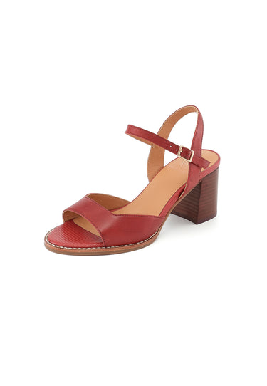 ESLA - Sandales en cuir à talons Bordeaux