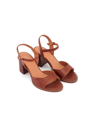ESLA - Sandales en cuir à talons Camel