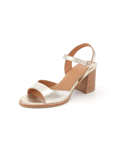 ESLA - Sandales en cuir à talons Doré/Platine