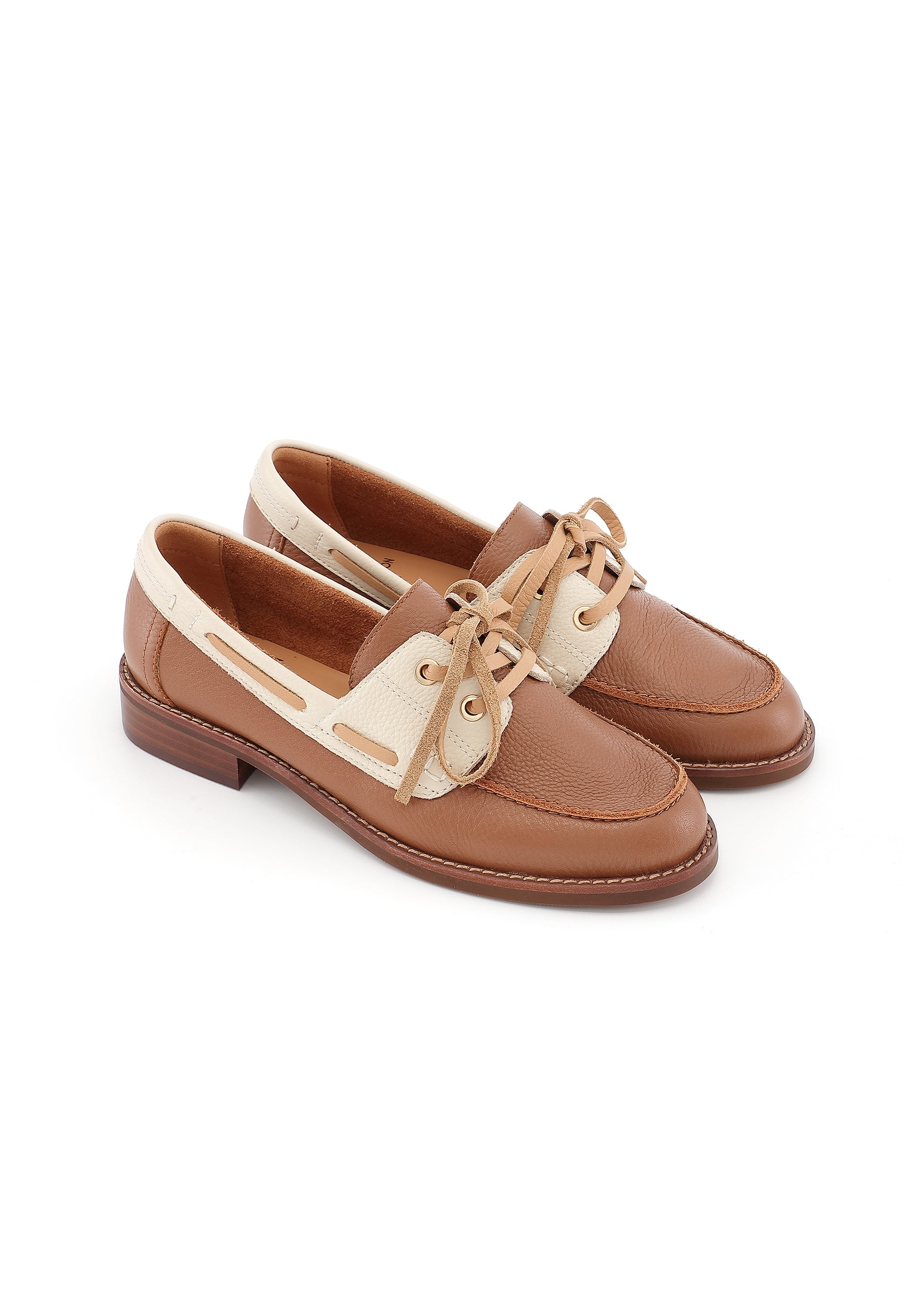 FLORE - Derbies en cuir Marron/Cognac