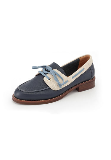 FLORE - Derbies en cuir Marine
