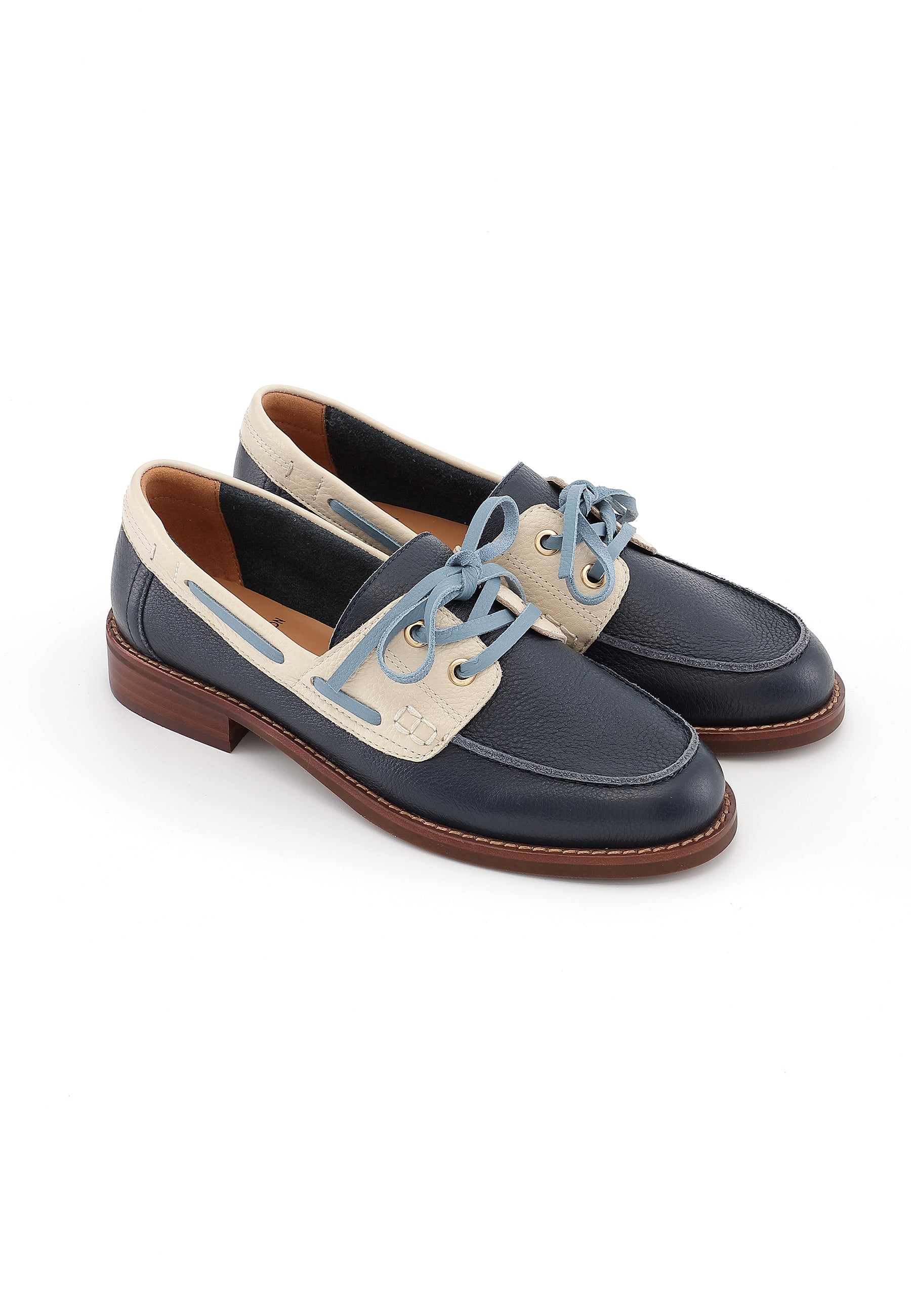 FLORE - Derbies en cuir Marine