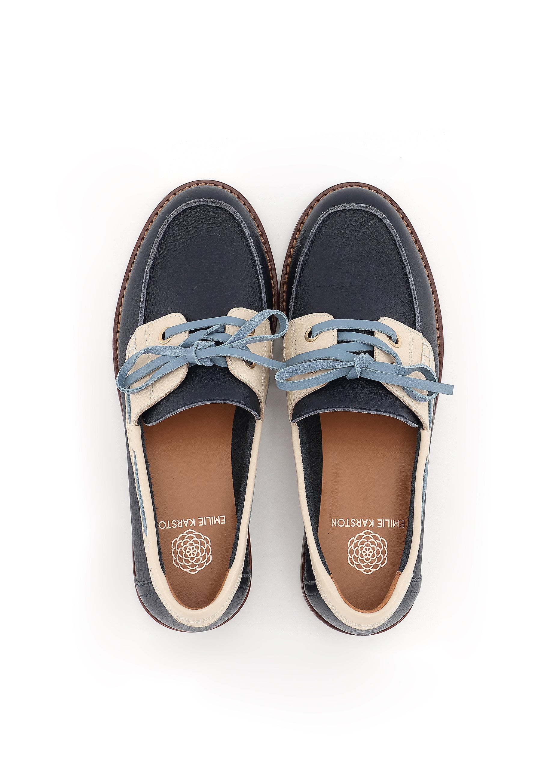 FLORE - Derbies en cuir Marine
