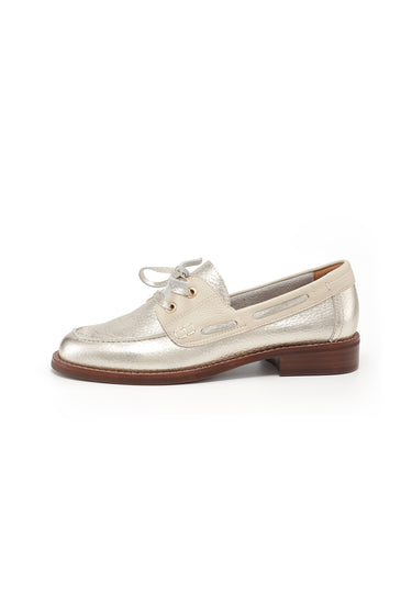 FLORE - Derbies en cuir Doré/Platine