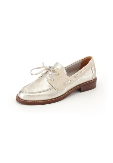 FLORE - Derbies en cuir Doré/Platine