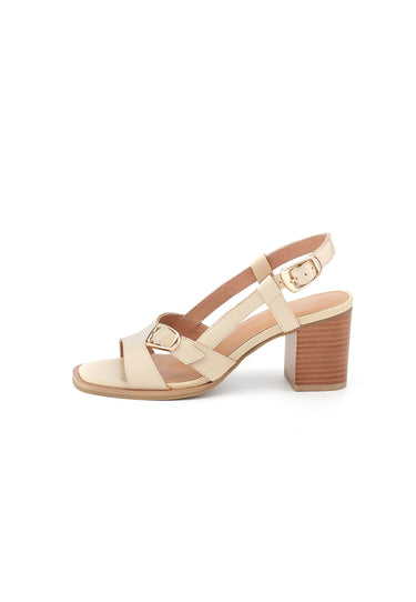 HAWA - Sandales en cuir à talons Crème