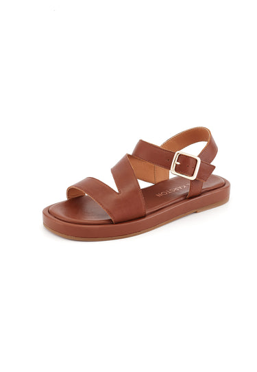 HERA - Sandales Bride Large en Cuir Camel