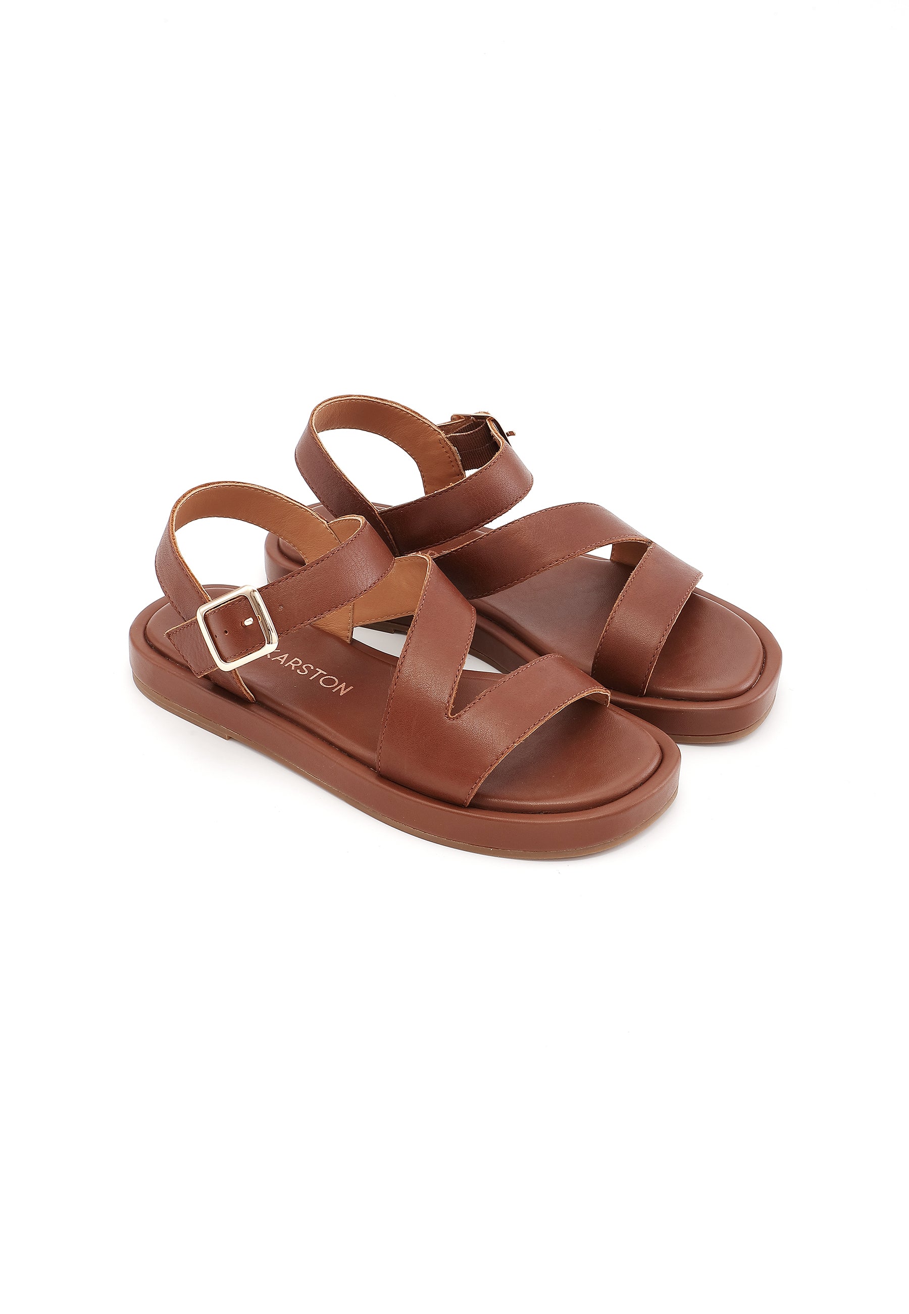 HERA - Sandales Bride Large en Cuir Camel