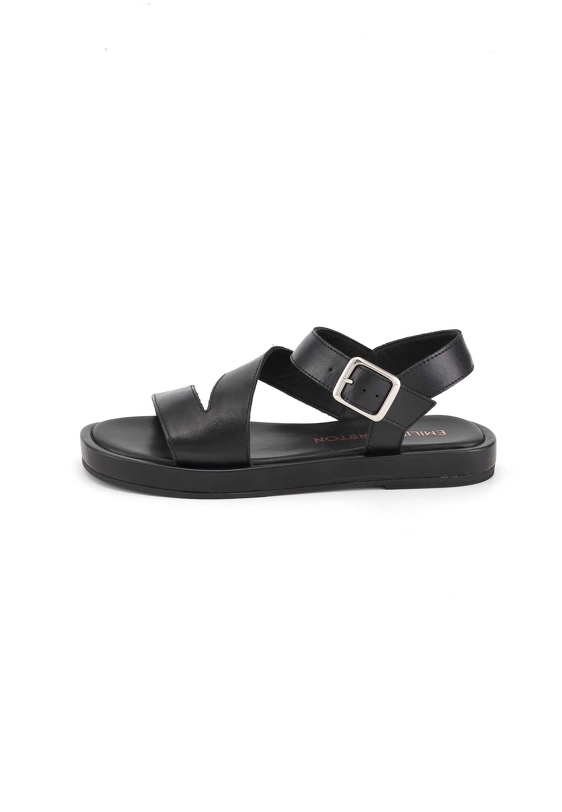 HERA - Sandales Bride Large en Cuir Noir