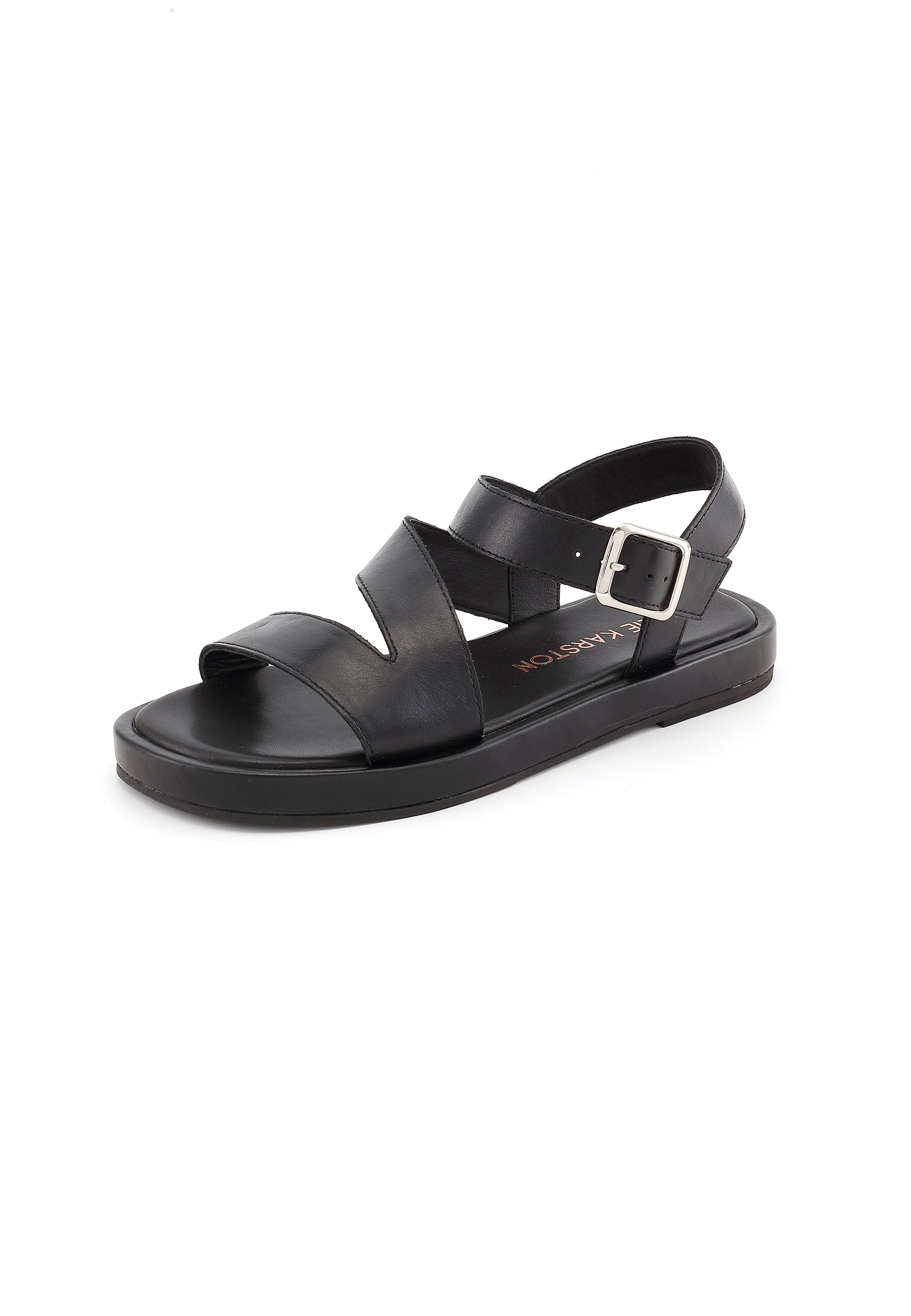 HERA - Sandales Bride Large en Cuir Noir