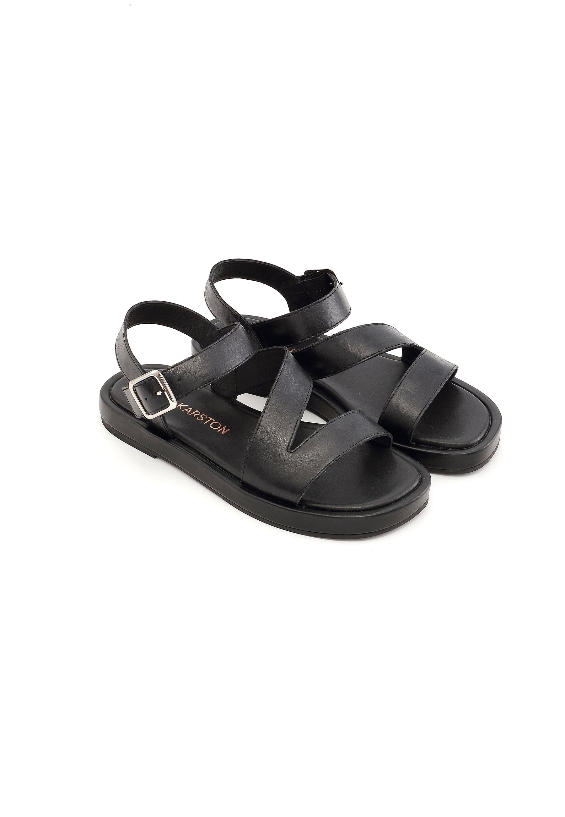 HERA - Sandales Bride Large en Cuir Noir
