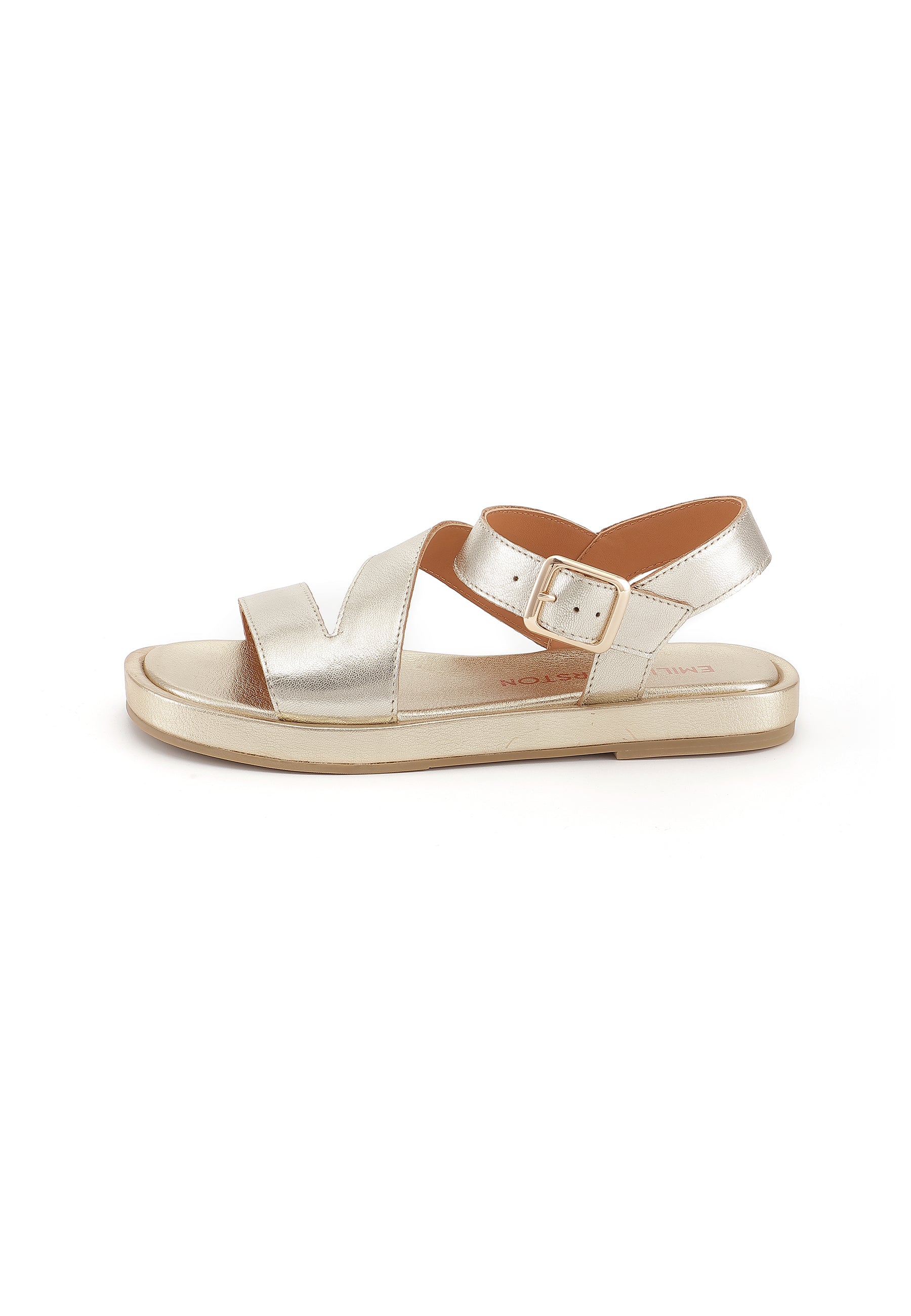 HERA - Sandales Bride Large en Cuir Doré/Platine