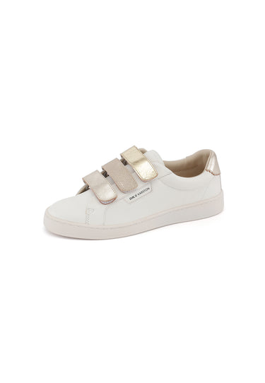 JAX - Basket à scratchs en cuir Blanc/Doré