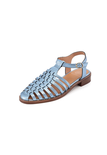 JIPAS - Sandales Plates à Brides Croisées en Cuir Bleu