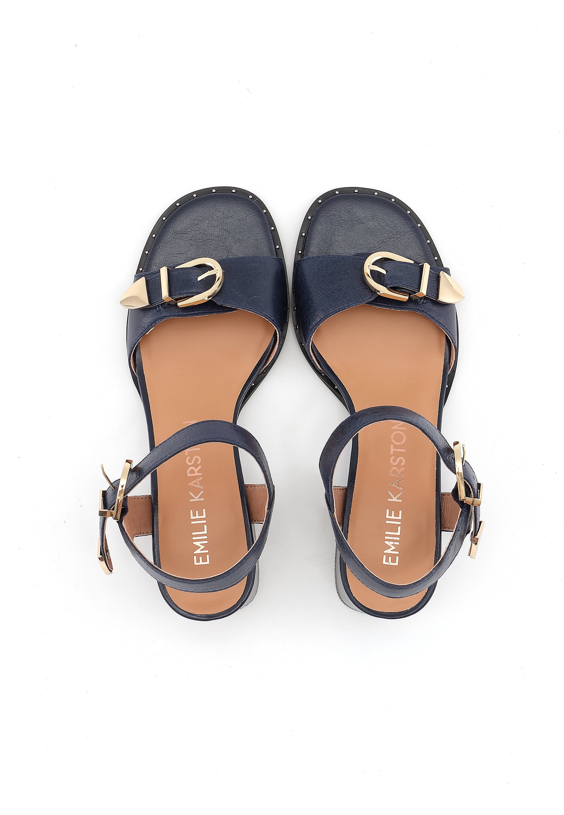 KEITH - Sandales à talons en cuir Marine