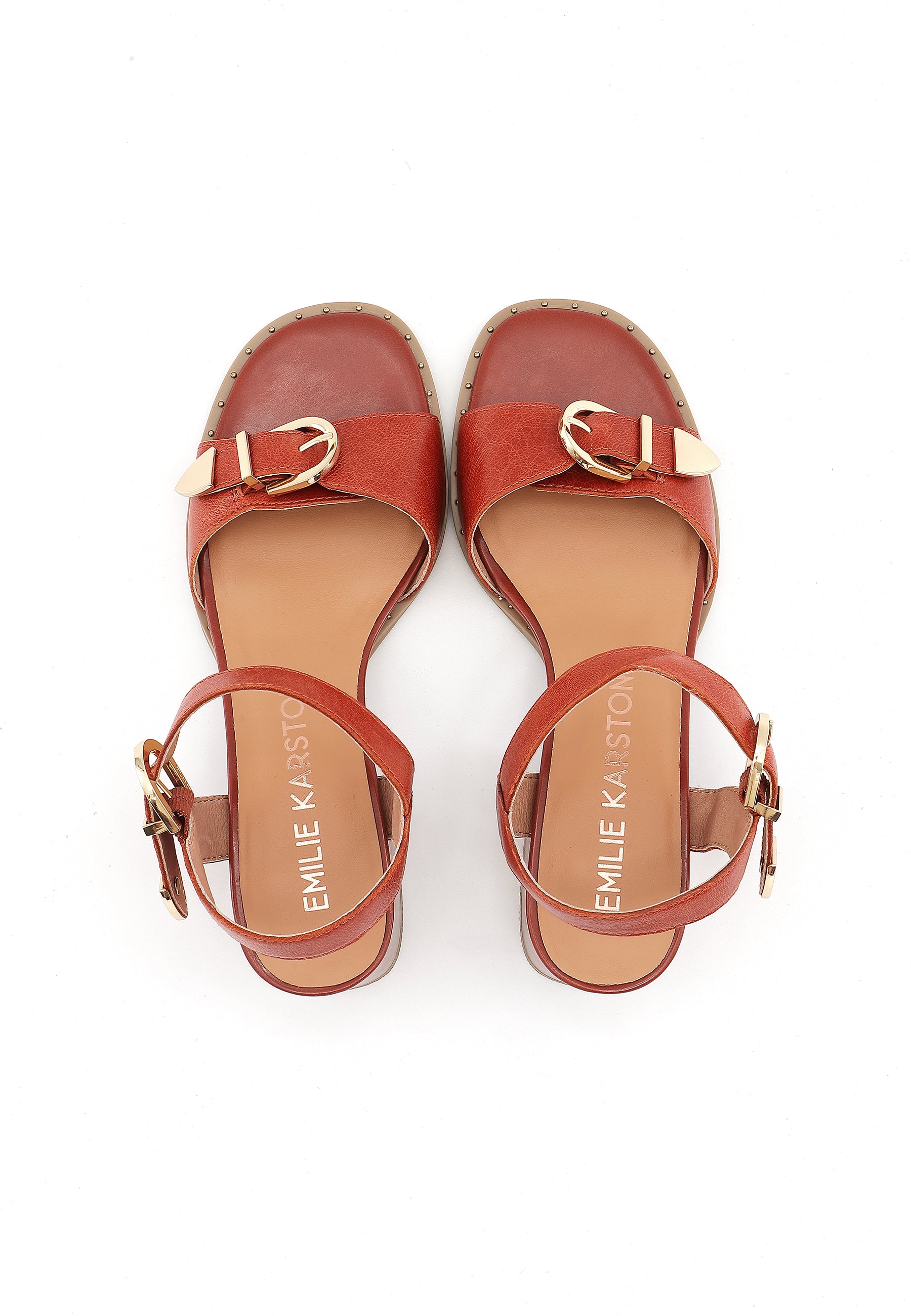 KEITH - Sandales à talons en cuir Orange