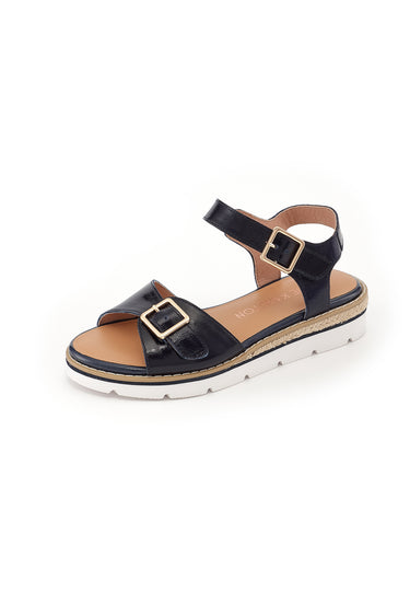 KIKA - Sandales Semelles Blanches en Cuir Marine