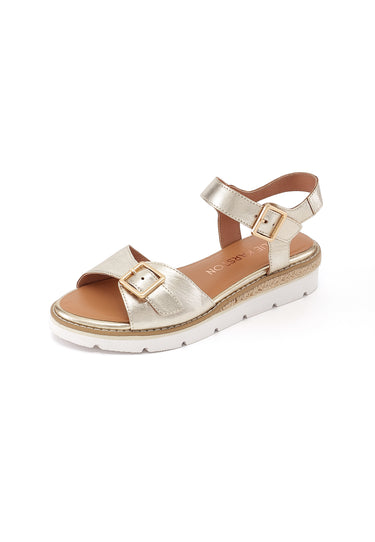 KIKA - Sandales Semelles Blanches en Cuir Doré/Platine