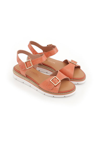 KIKA - Sandales Semelles Blanches en Cuir Rose Saumon