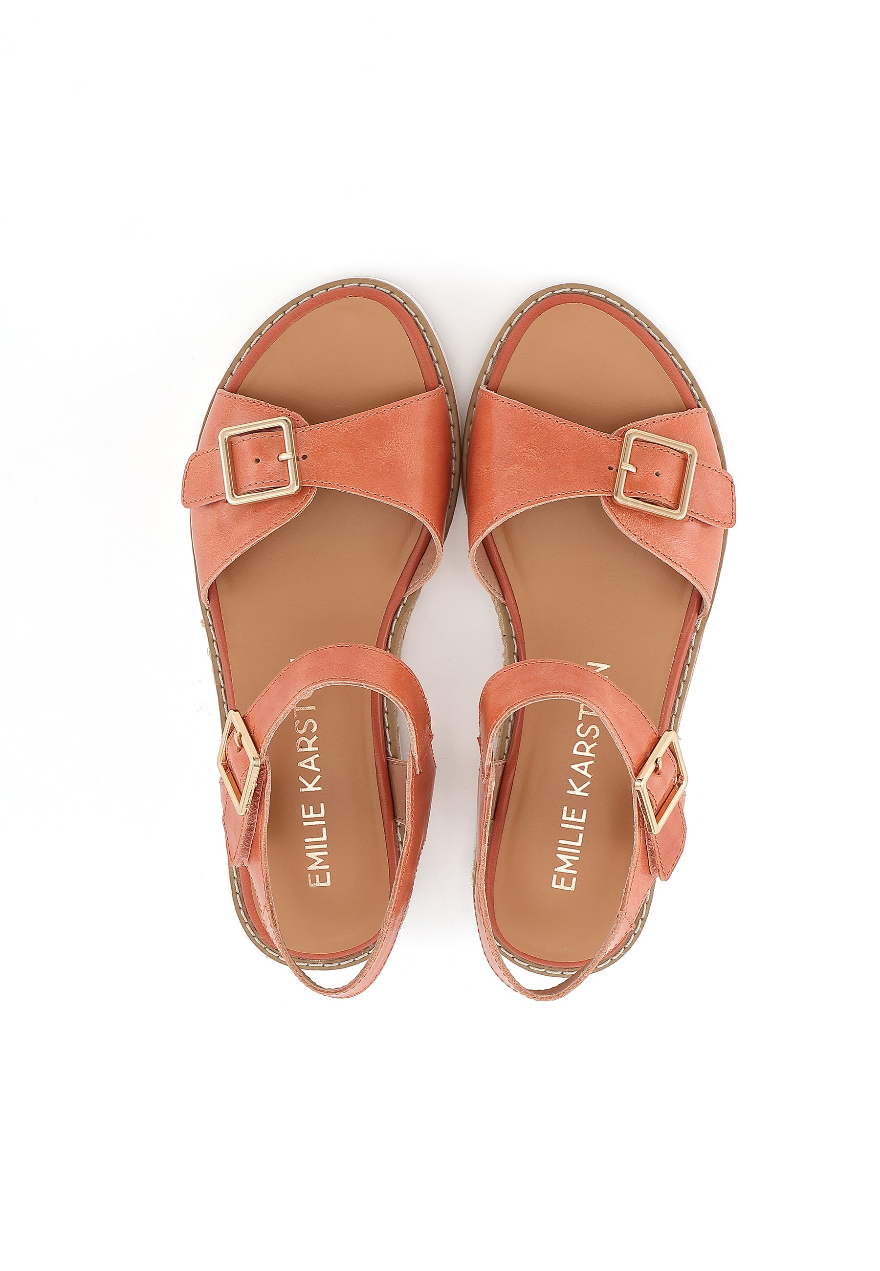 KIKA - Sandales Semelles Blanches en Cuir Rose Saumon