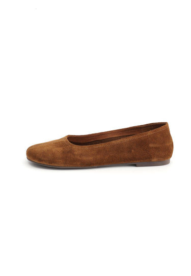 LENA - Ballerine en Cuir Suédé Camel