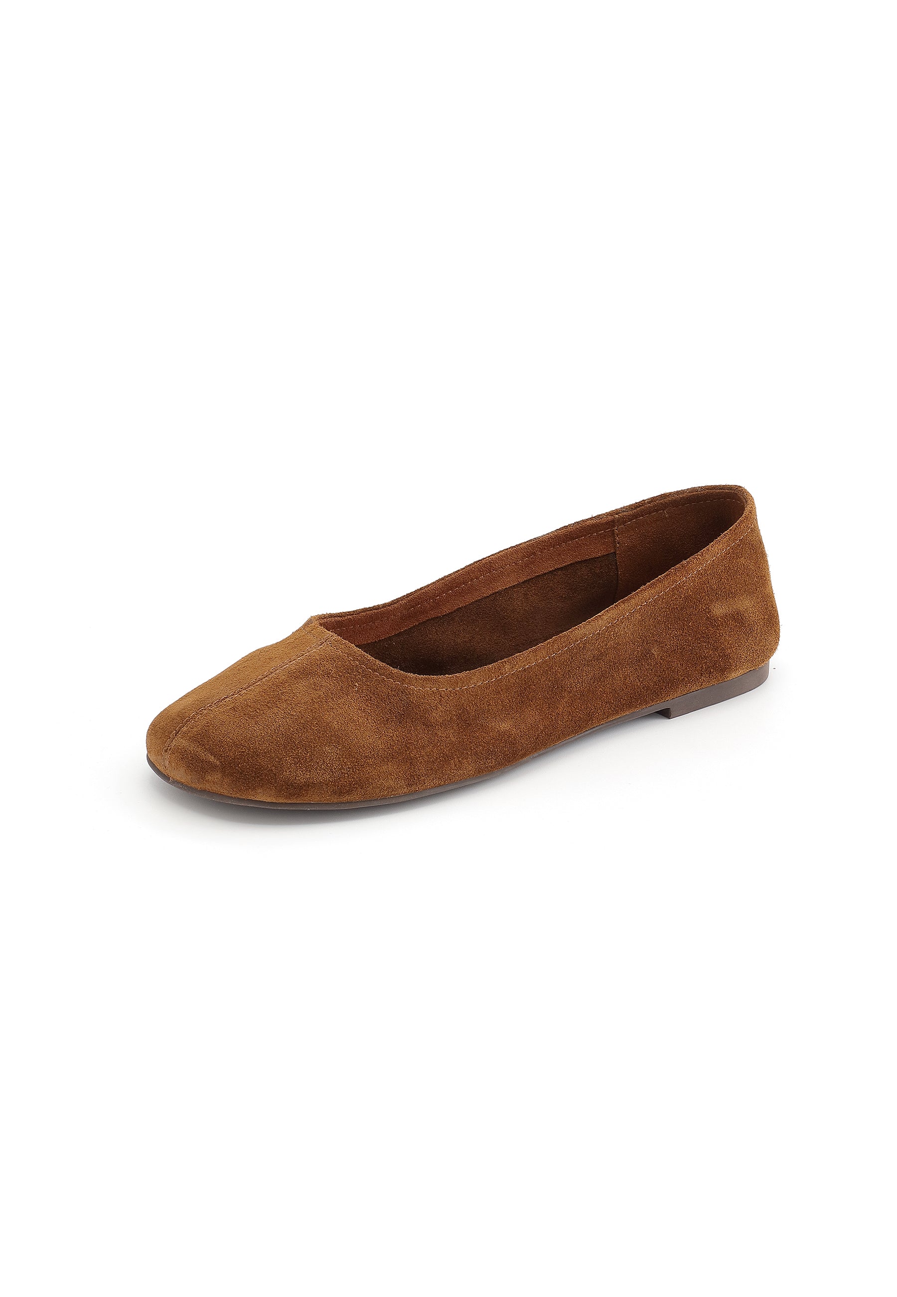 LENA - Ballerine en Cuir Suédé Camel