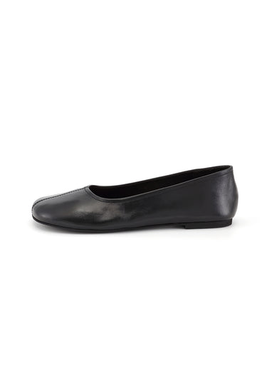 LENA - Ballerine en Cuir Lisse Noir