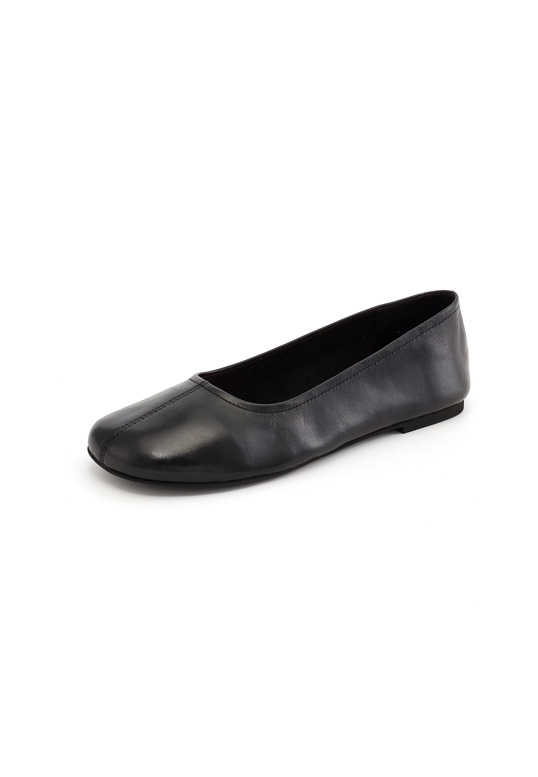 LENA - Ballerine en Cuir Lisse Noir