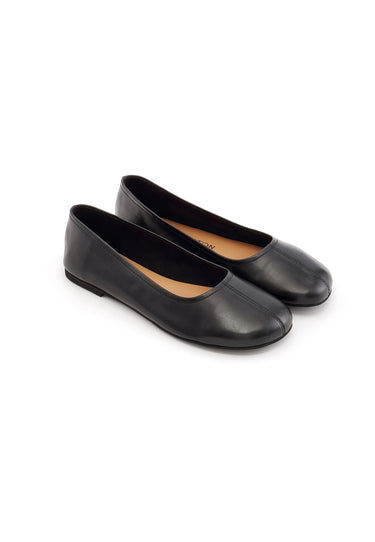 LENA - Ballerine en Cuir Lisse Noir