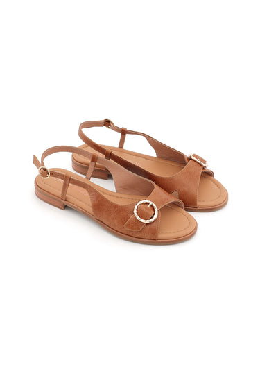 LENNON - Sandales en Cuir Cognac
