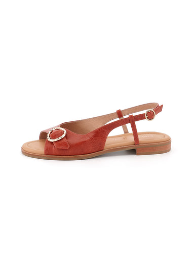 LENNON - Sandales en Cuir Orange Sanguine