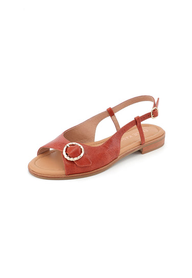LENNON - Sandales en Cuir Orange Sanguine