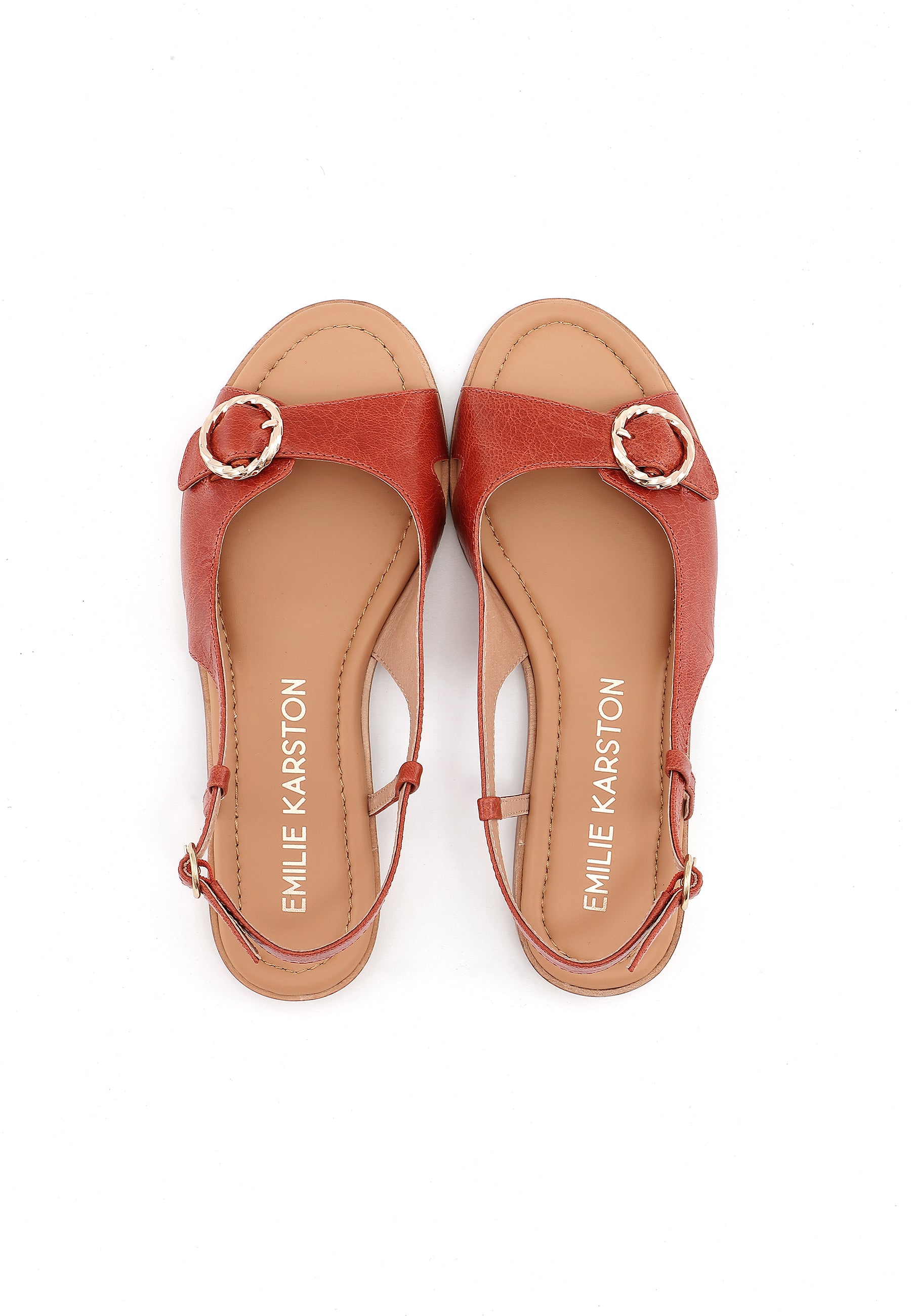 LENNON - Sandales en Cuir Orange Sanguine