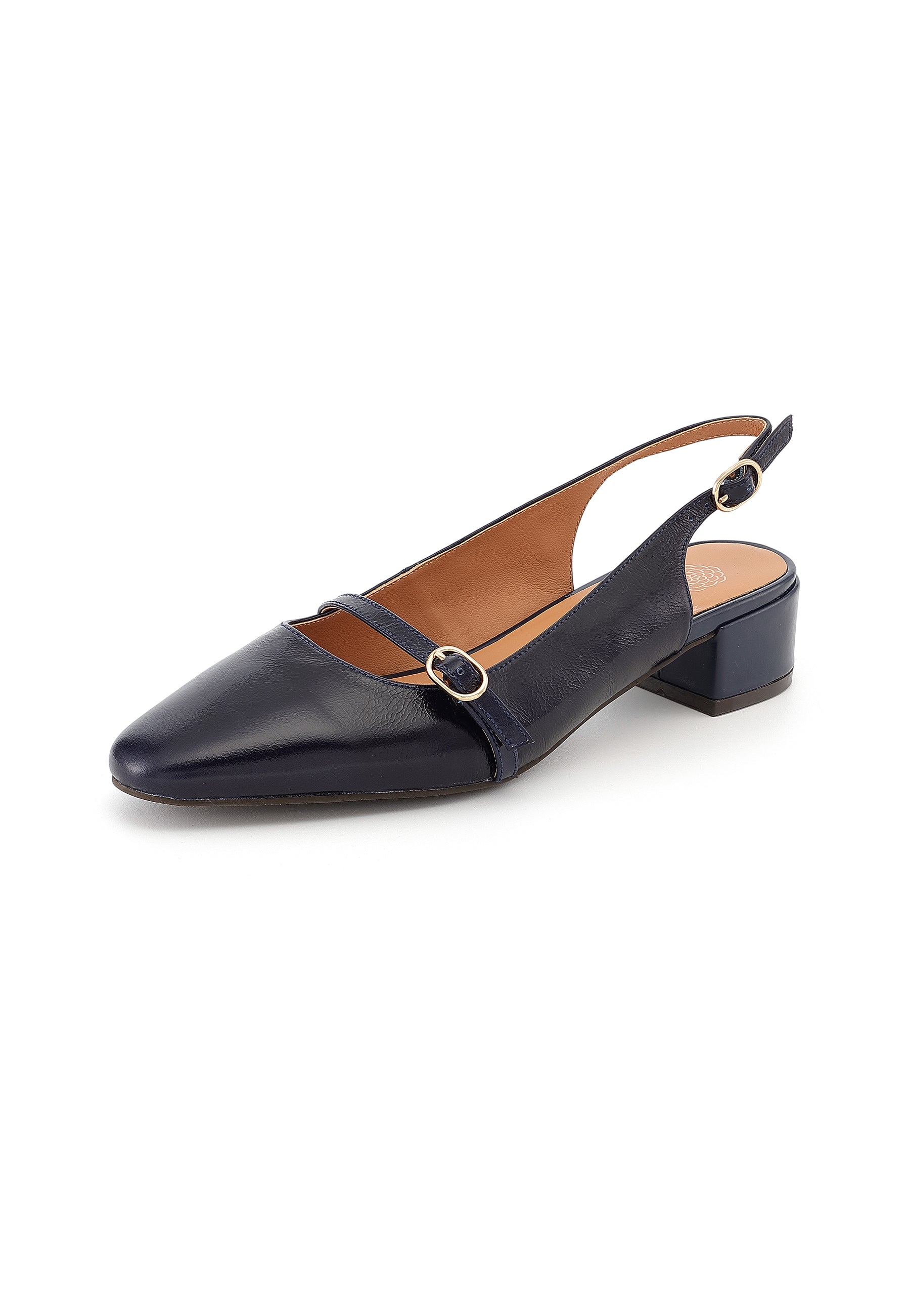 LINA - Escarpins moderne en cuir Marine
