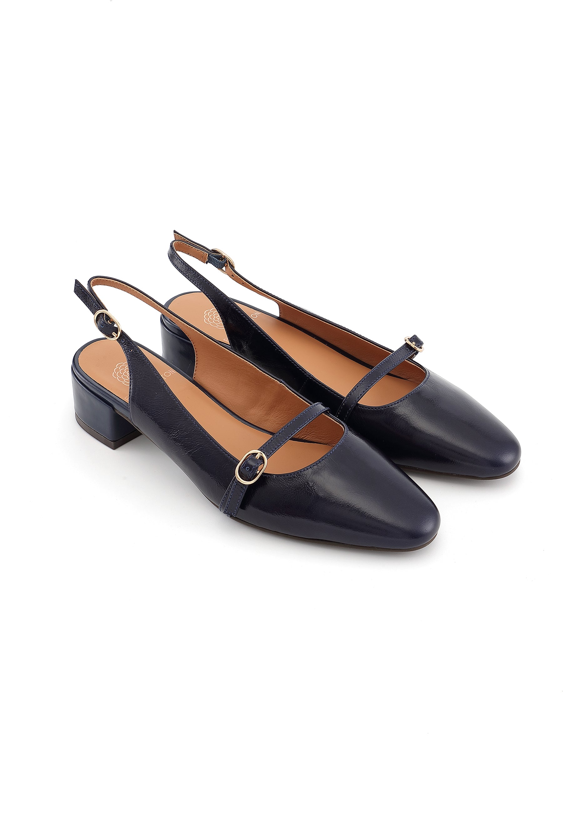 LINA - Escarpins moderne en cuir Marine