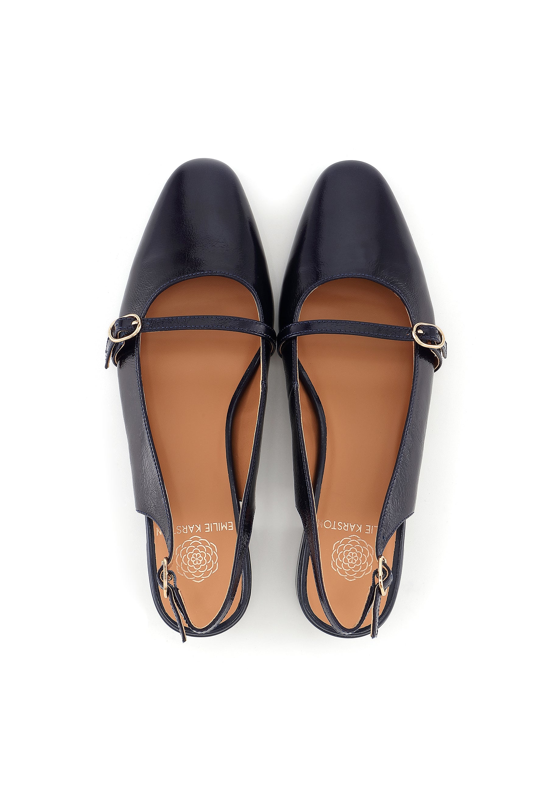 LINA - Escarpins moderne en cuir Marine