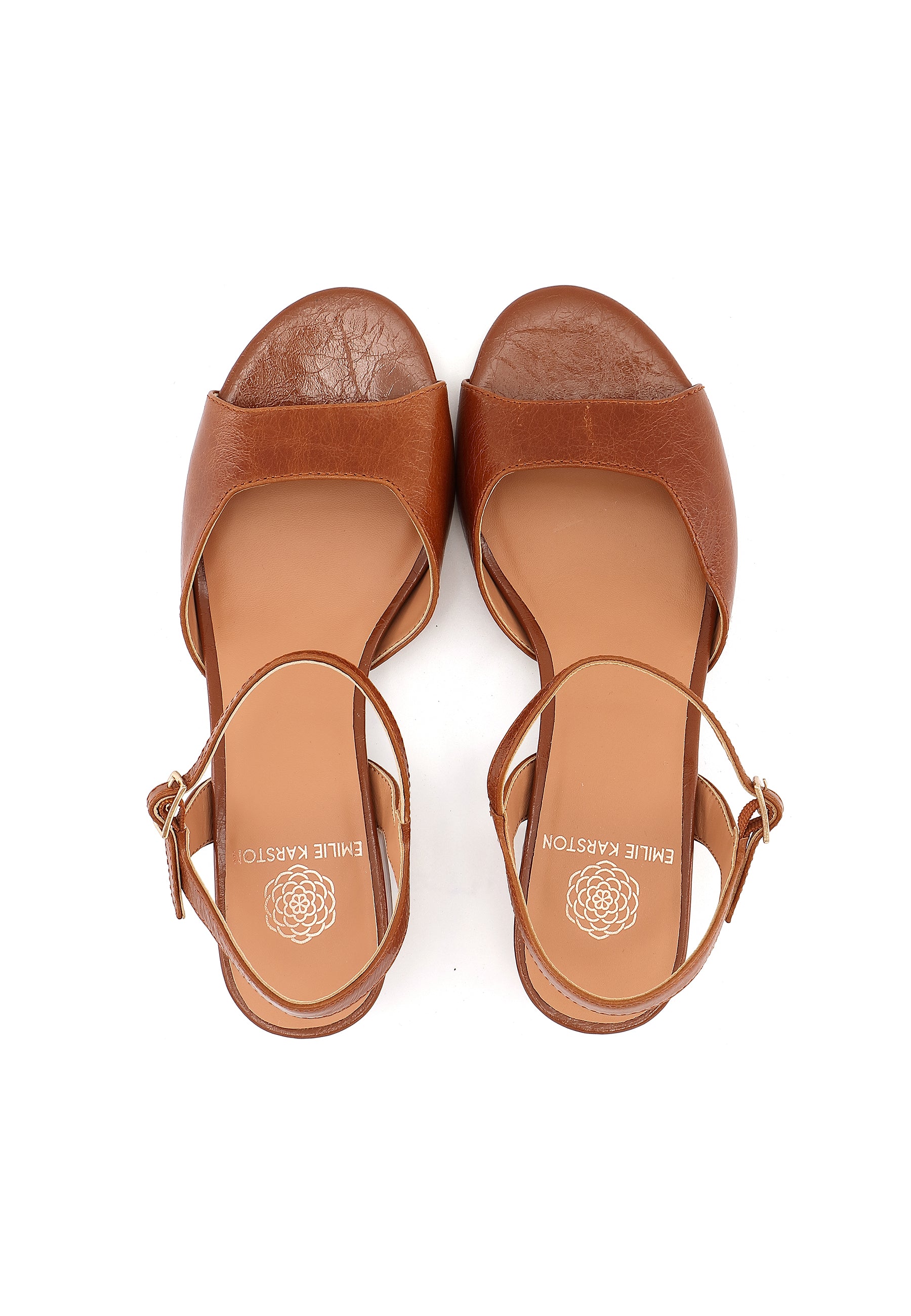 LOUCIA - Sandales à Talons en Cuir Marron/Cognac